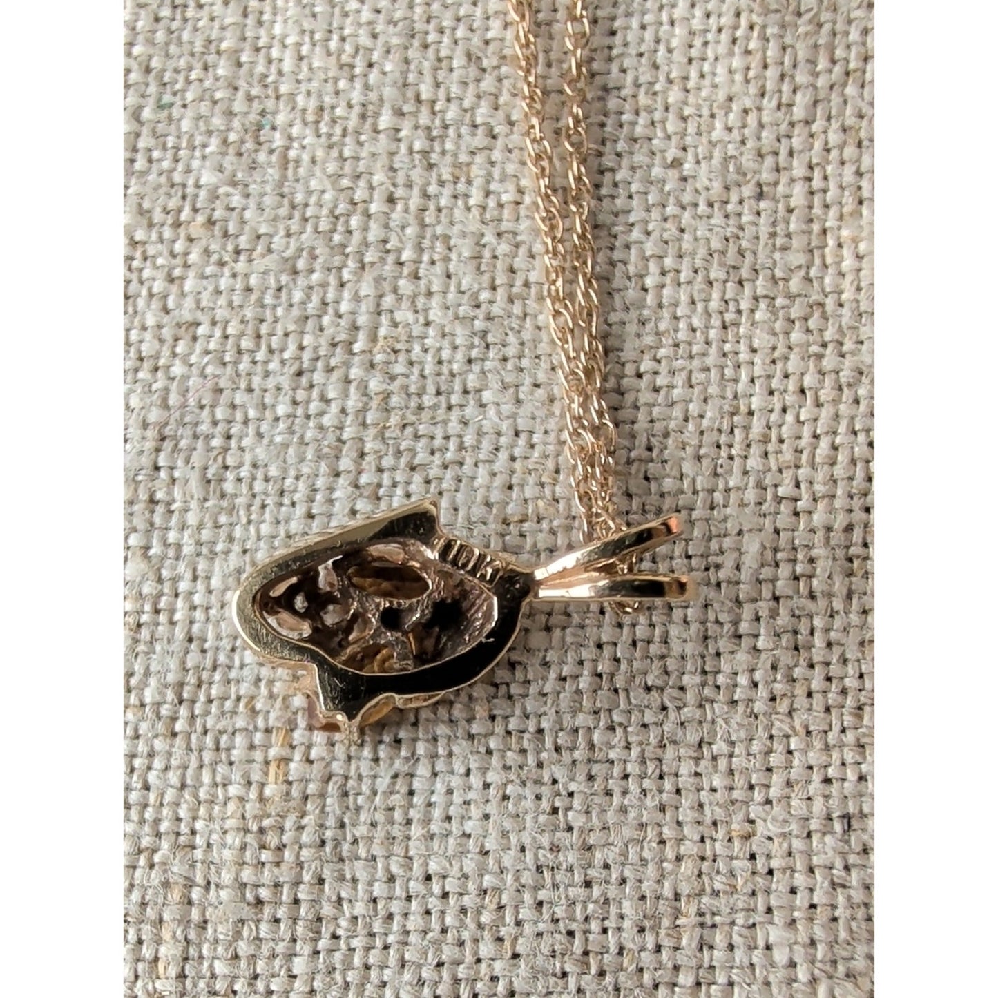 Lovely Vintage 10K Gold Natural Citrine & Diamond Accent Necklace Marquise