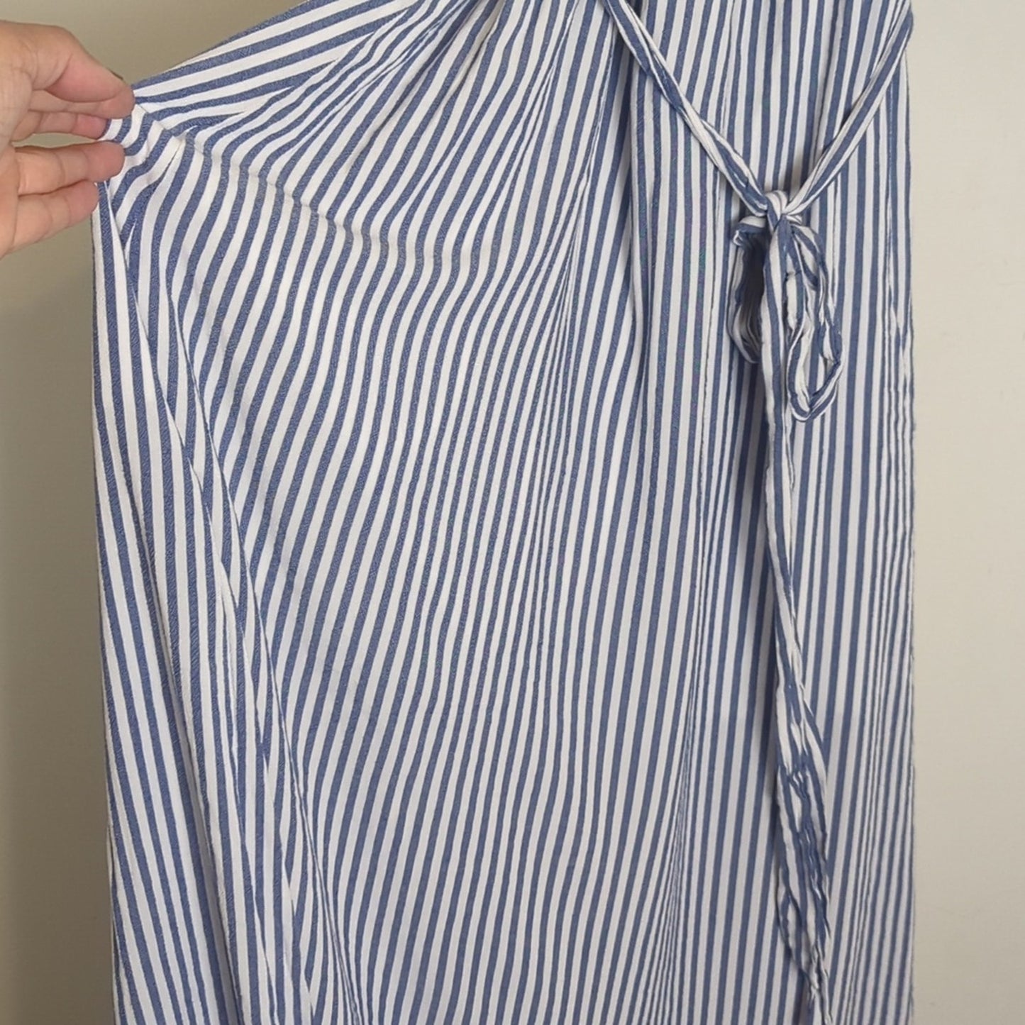 NWOT Beachy Nautical Off Shoulder Maxi Dress With Belt Women's Size Large