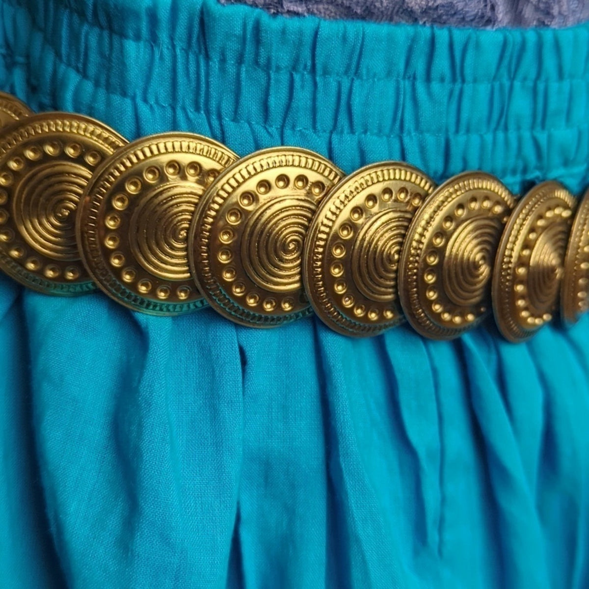 Vintage 94 GRD Coin Belt Metal Medallion Elastic Women's Size Small/Medium