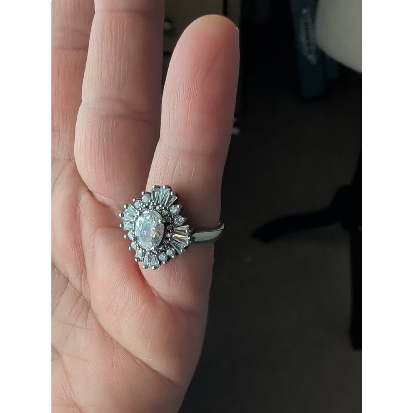 Sterling Silver CZ Halo Ring Y2K Princesscore Cocktail Ring Glam Coquette