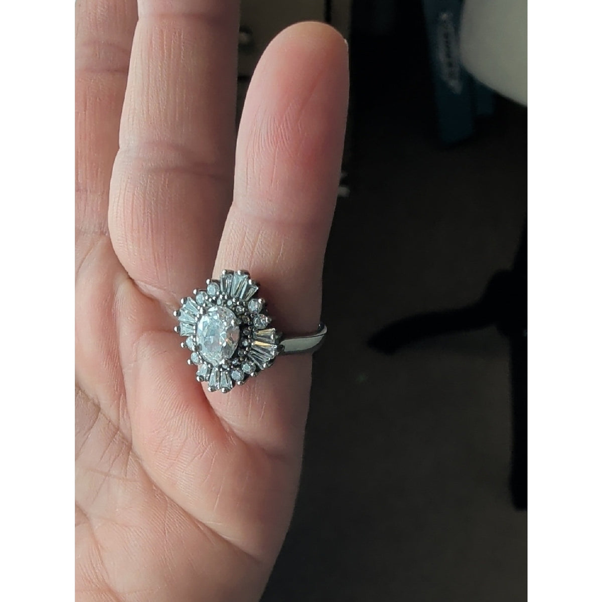 Sterling Silver CZ Halo Ring Y2K Princesscore Cocktail Ring Glam Coquette
