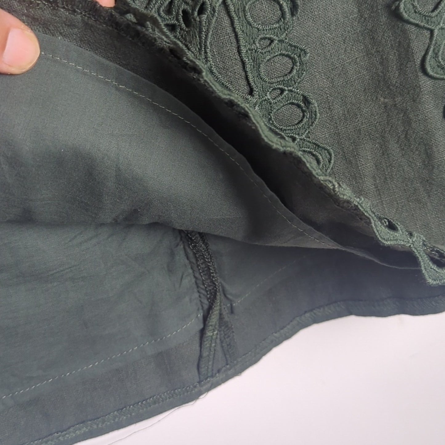 Dinah Crochet Overlay Skirt Khaki Green Women's Size 10
