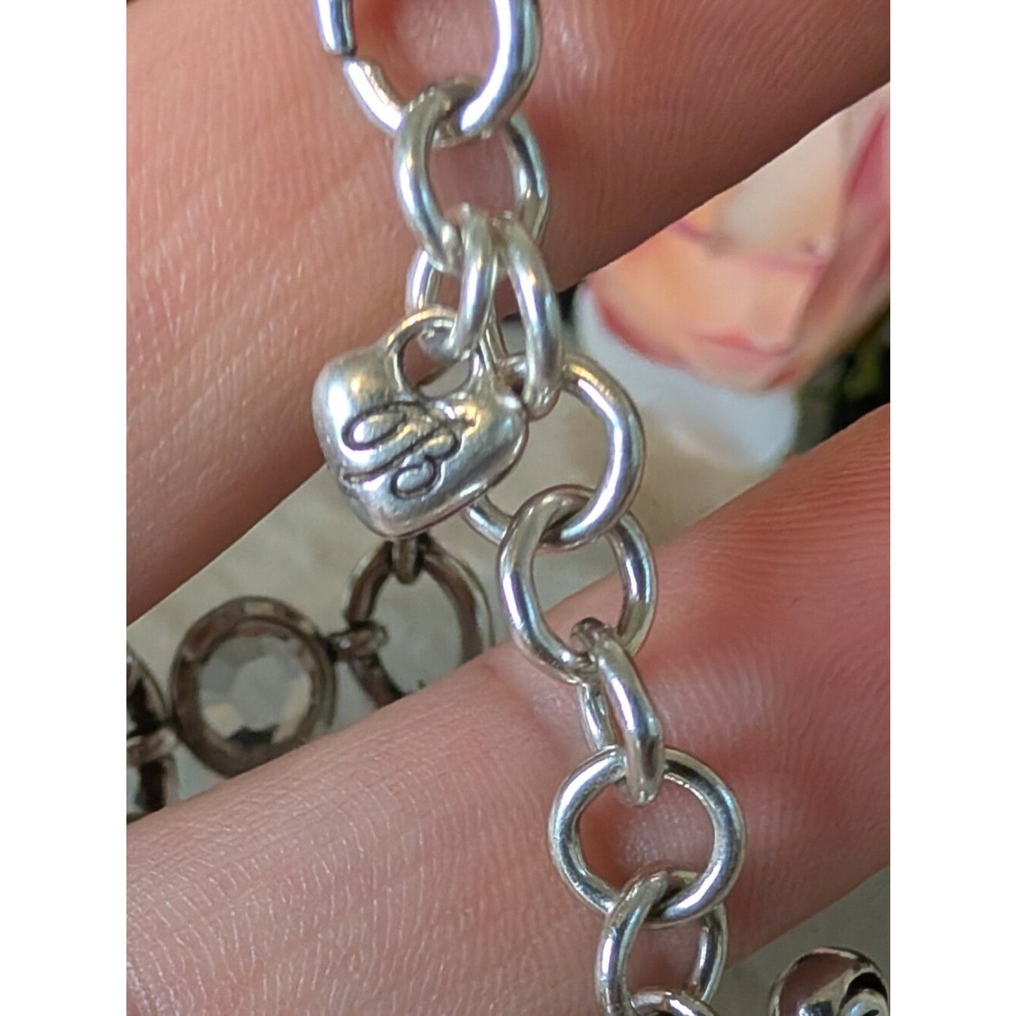 Brighton Silver Tone Station Bracelet Faceted Glass Crystal Artisan Link Jewelry