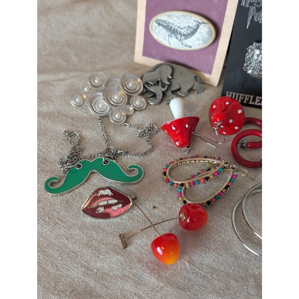Whimsical  Jewelry Collection 23 Piece Bundle Playful Mushroom Coach Lips