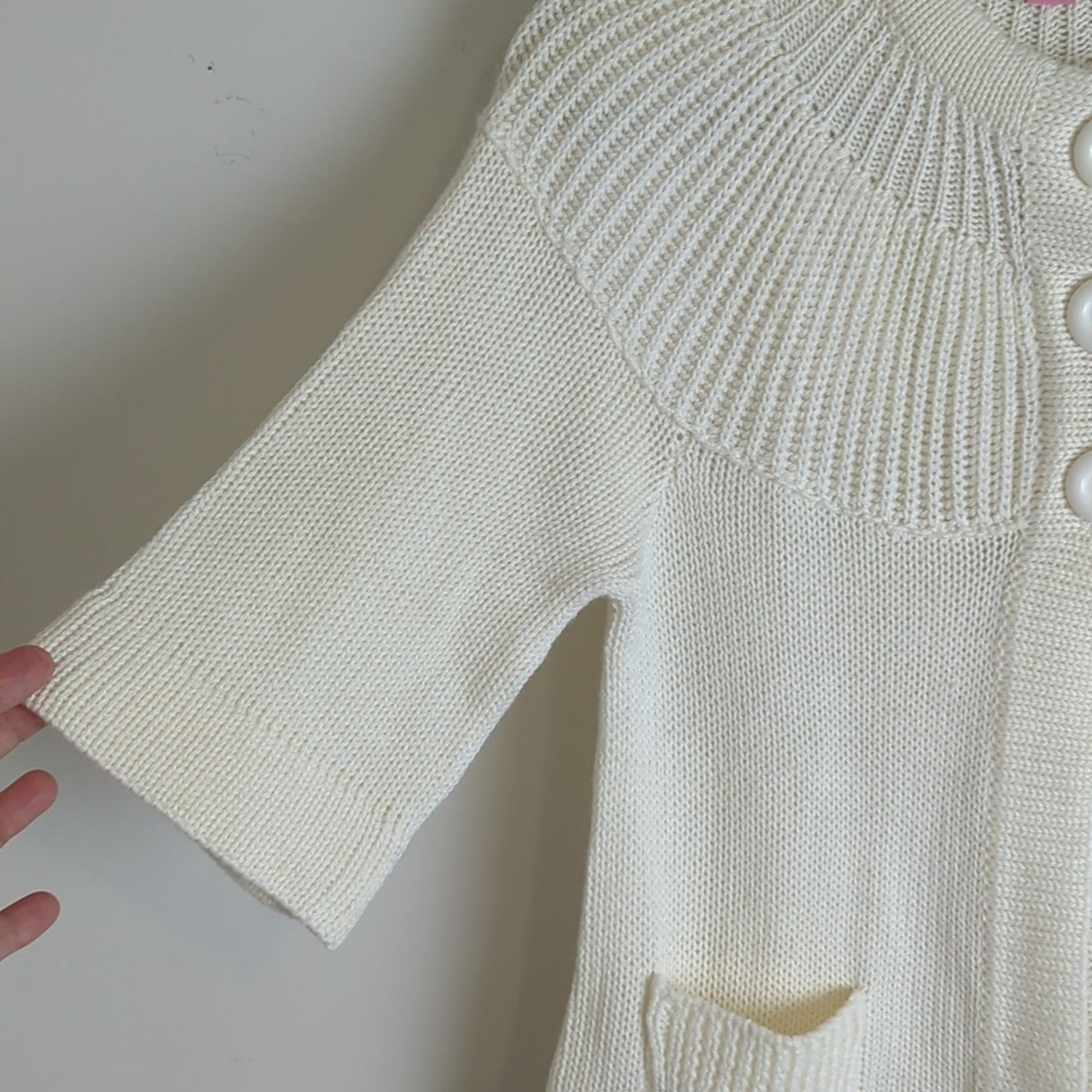 Y2K Chunky Button Cardigan Cropped Wool Blend Women's Medium*