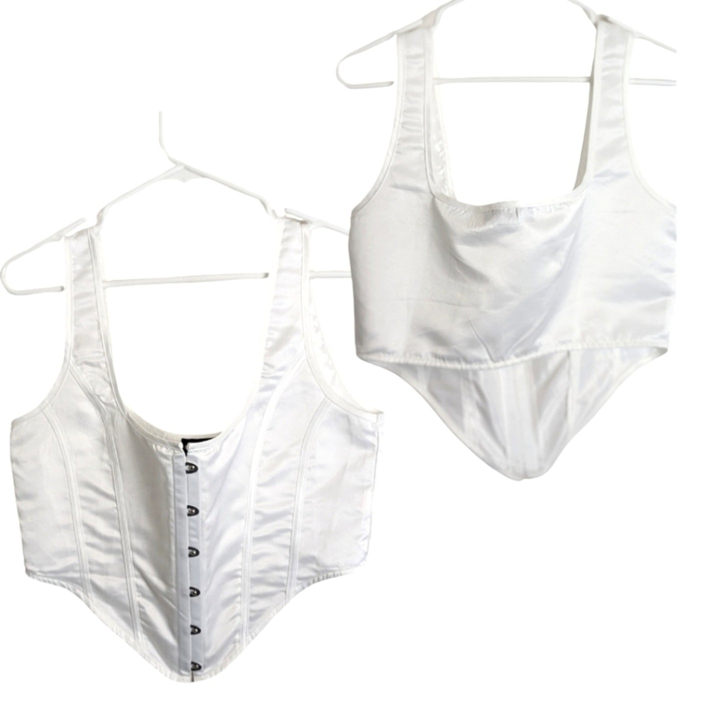 Pretty Little Thing White Corset Top Metal Clasp Closure Women's Size 10