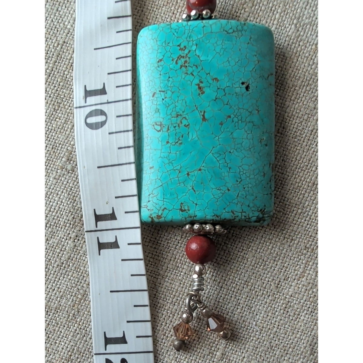 Artisan Southwestern Turquoise Blue Spiderweb Stone Pendant Necklace
