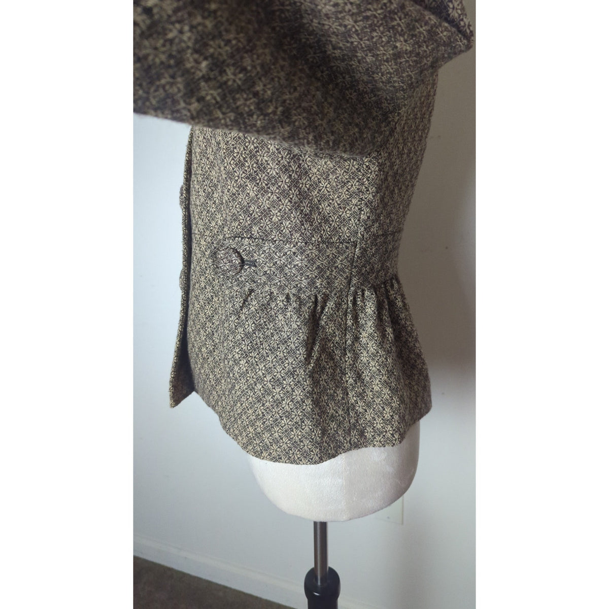 Vintage Inspired Mod Wool Tweed Jacket Blazer Peplum Chunky Buttons Size 4