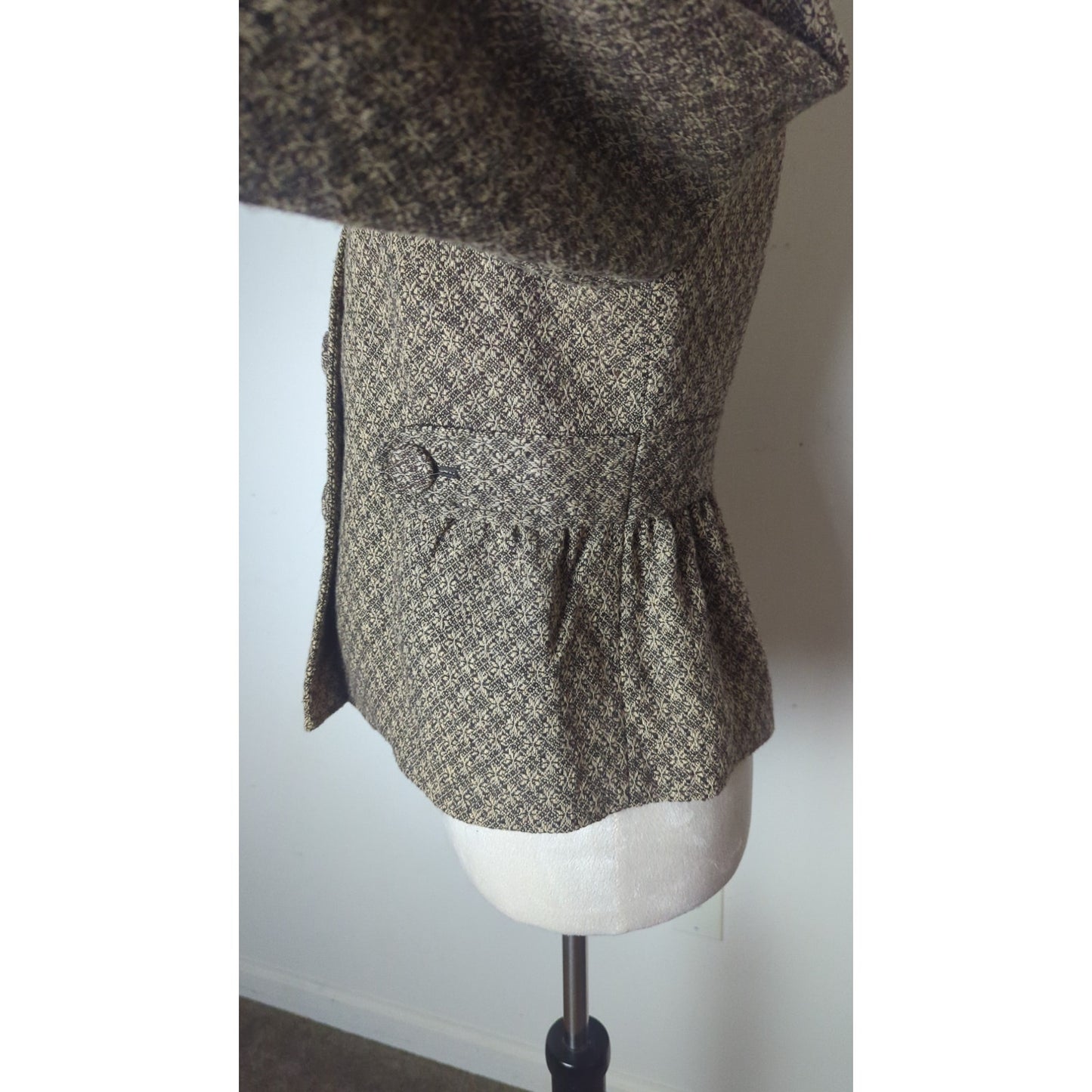 Vintage Inspired Mod Wool Tweed Jacket Blazer Peplum Chunky Buttons Size 4