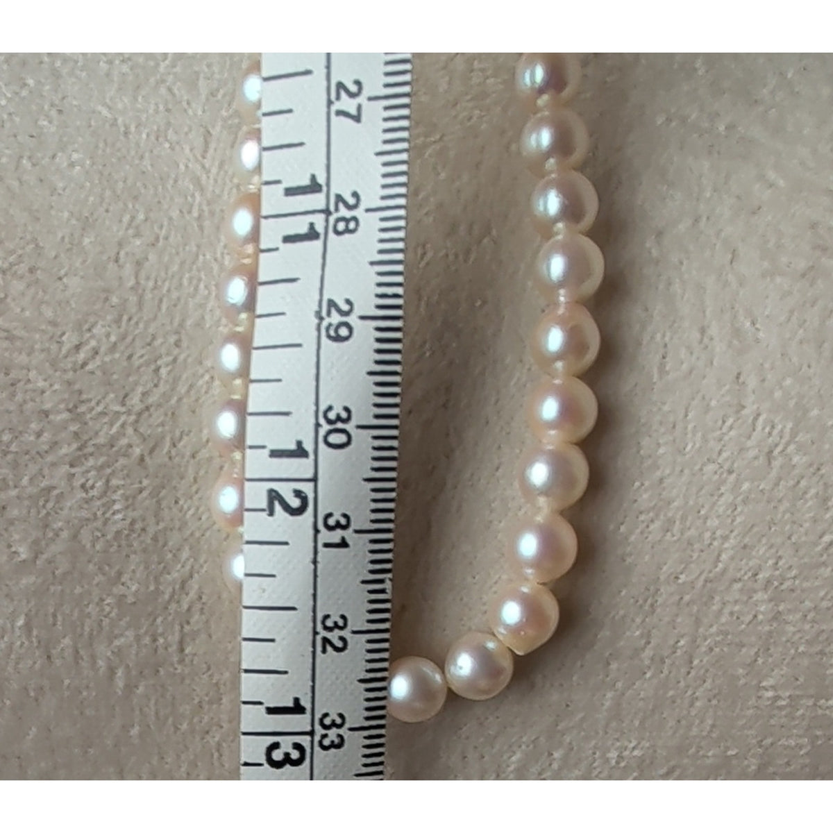 Vintage Genuine Cultured Pearl Necklace Sterling Silver Box Clasp 26"