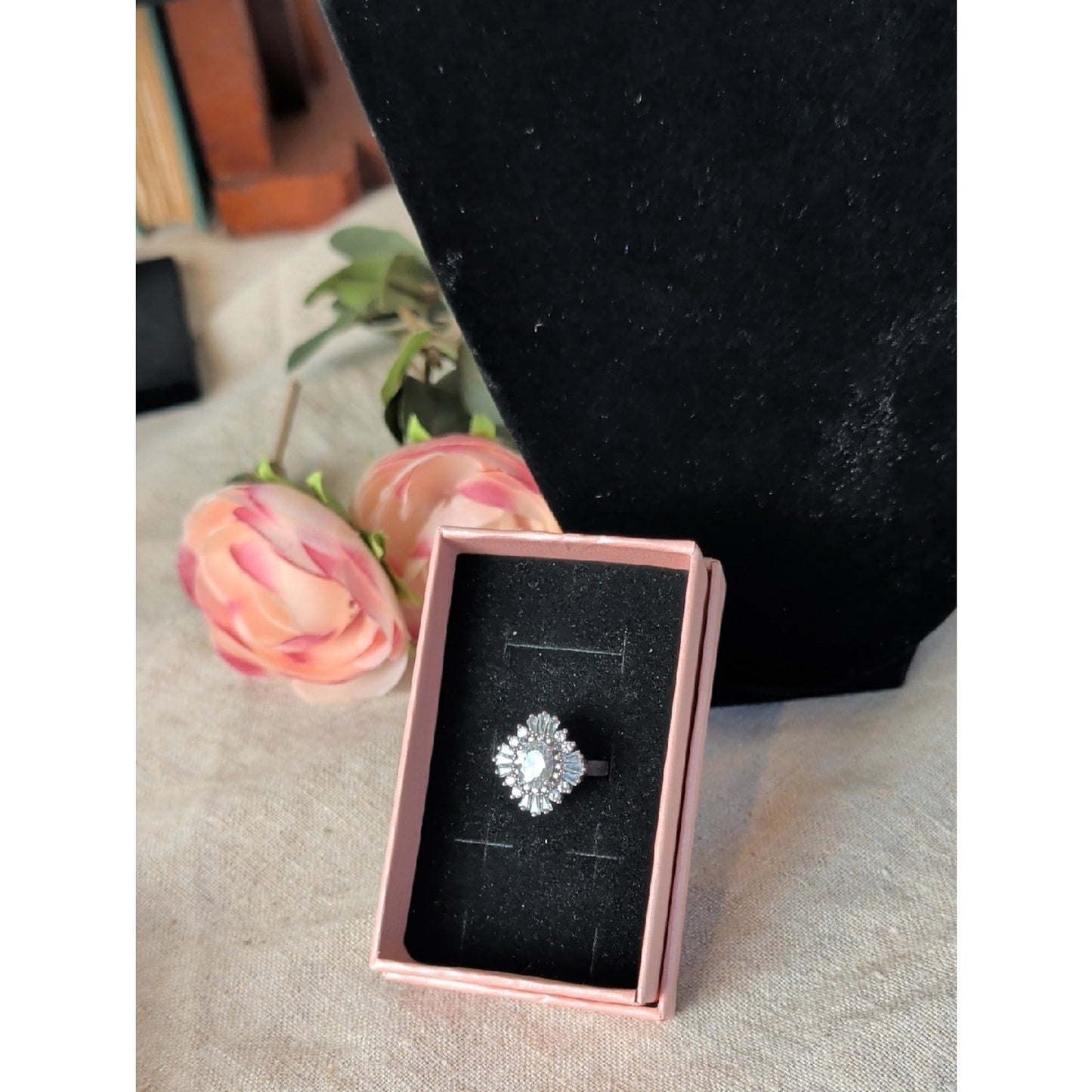 Sterling Silver CZ Halo Ring Y2K Princesscore Cocktail Ring Glam Coquette