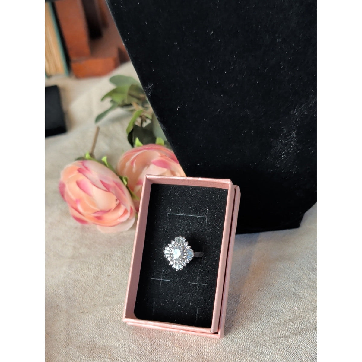 Sterling Silver CZ Halo Ring Y2K Princesscore Cocktail Ring Glam Coquette