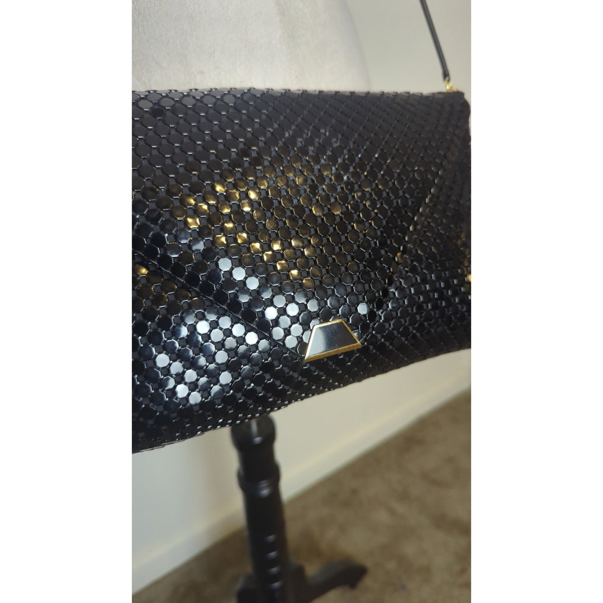 Vintage 70's Slinky Beaded Crossbody Shoulder Bag Evening Classic