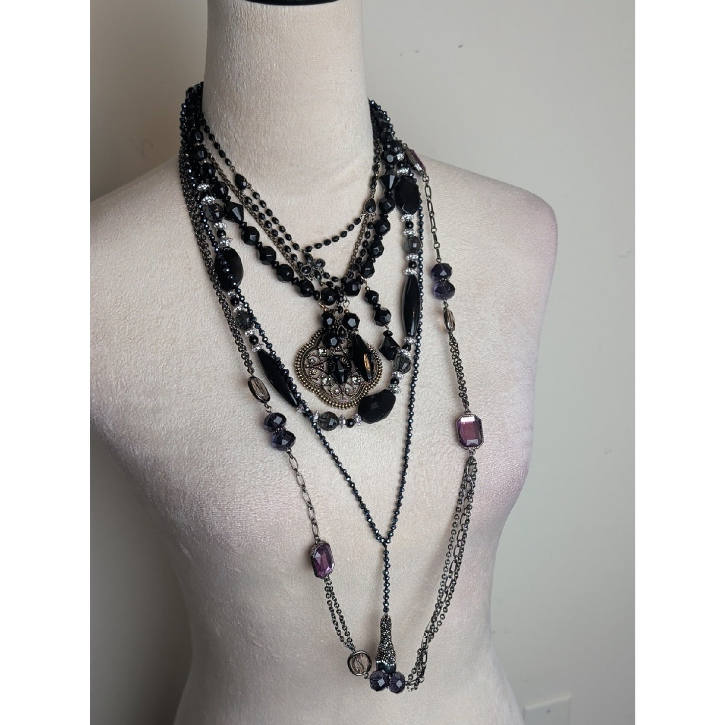 Whimsigoth Dark Romantic Jewelry Lot 6 Necklaces 2 Earring Sets, 2 Stretch Rings