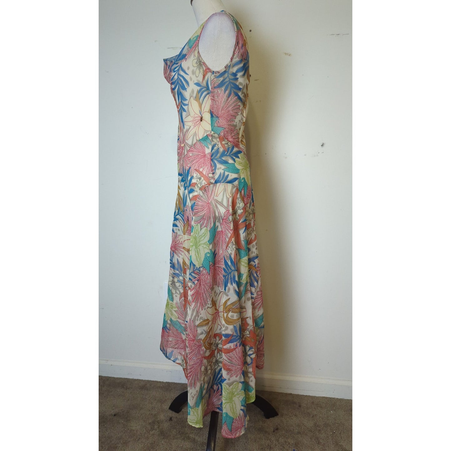 Boho Fairy Sheer Floral Midi/Max Beaded Sequined Dress Small