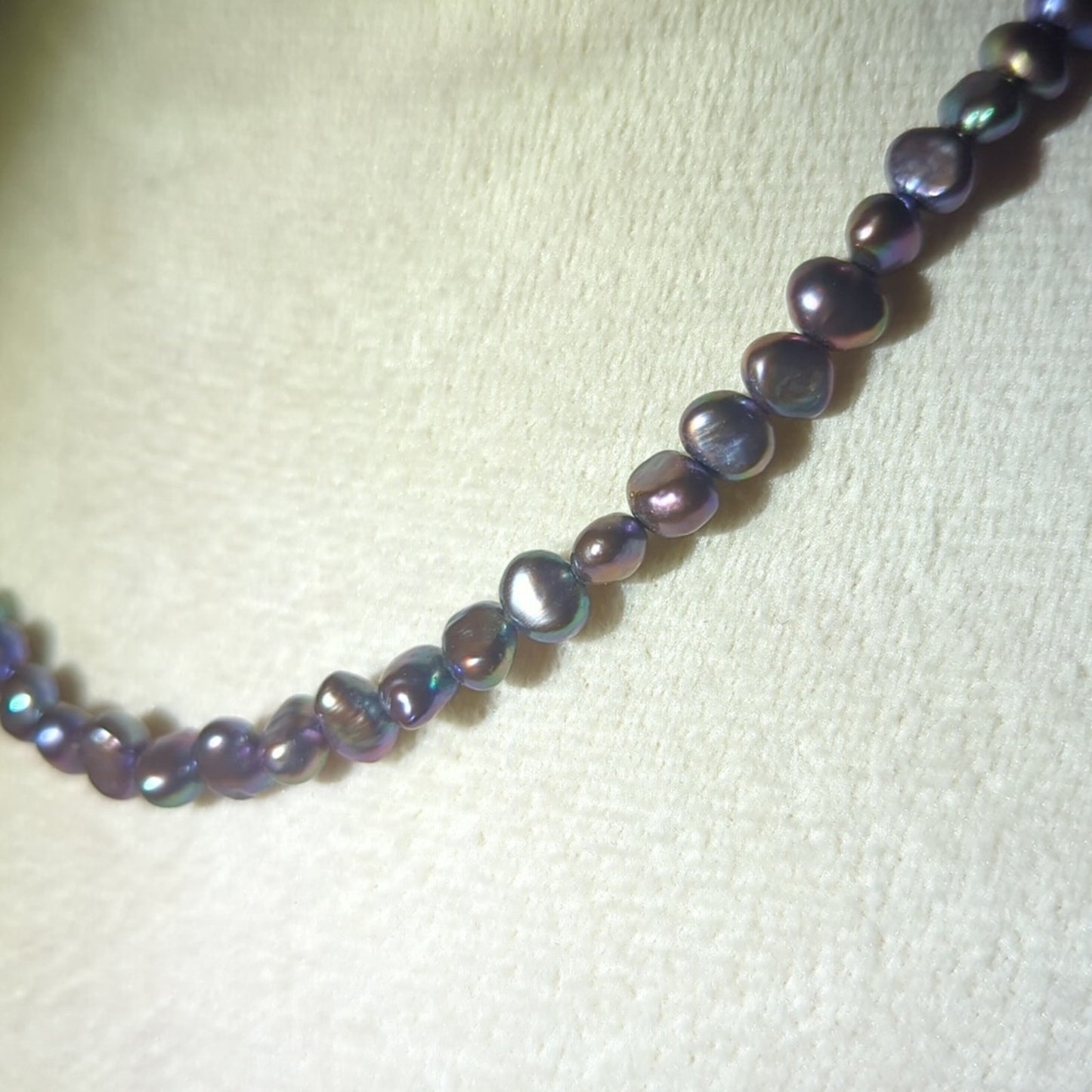 Dark Freshwater Pearl Necklace Baroque Peacock Pearls 17” Organic Pearl Strand
