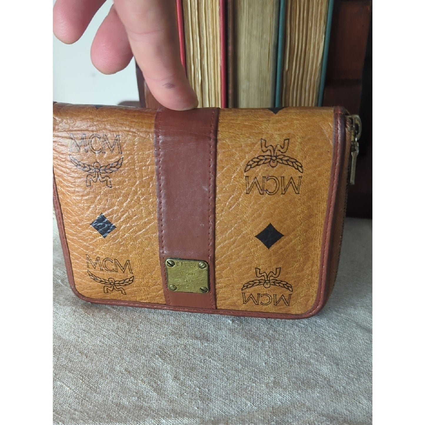 Vintage MCM Visetos Wallet Cognac Monogram Made in Germany 80s