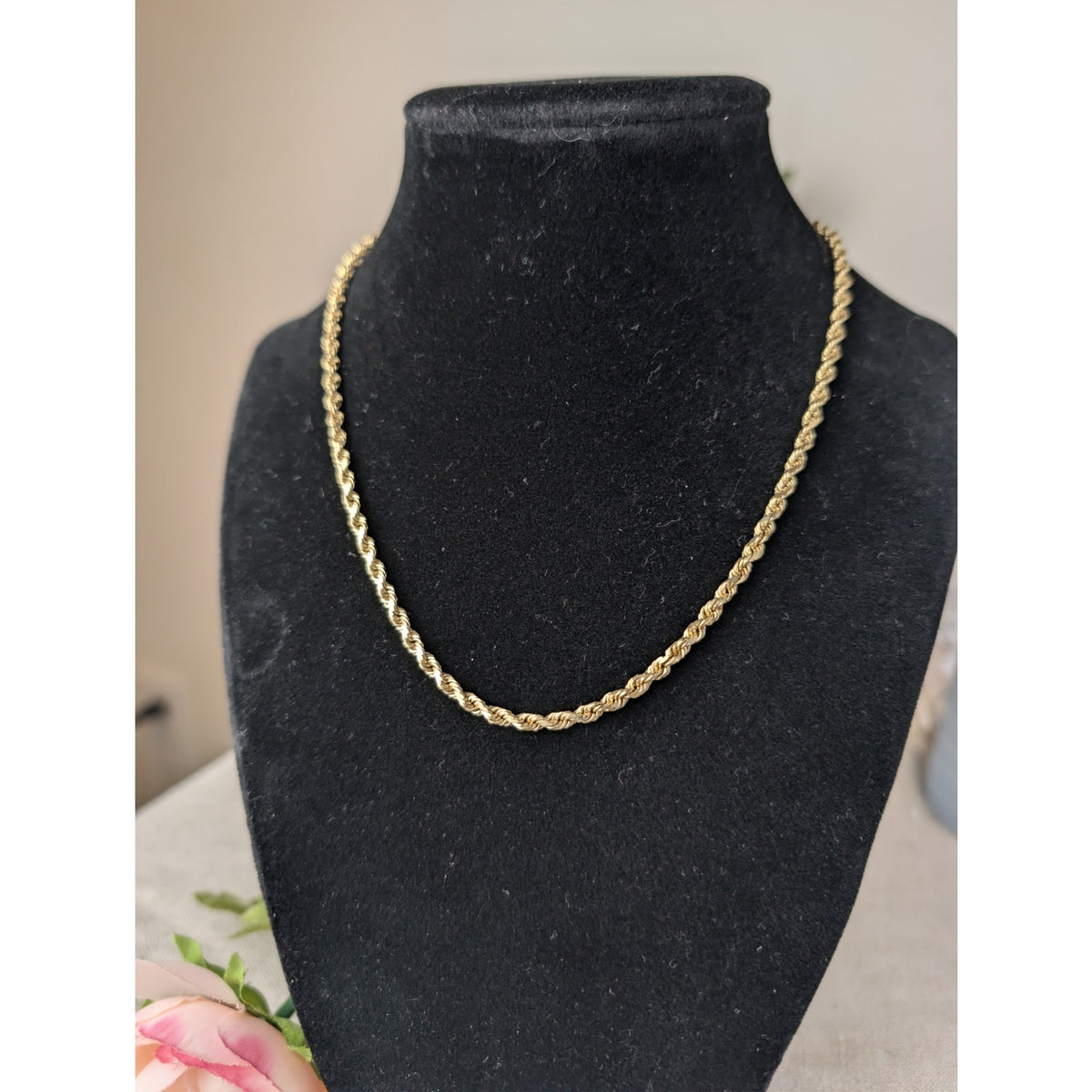 Vintage 14K Yellow Gold Solid Rope Chain Necklace 14 Grams 585 3.5mm