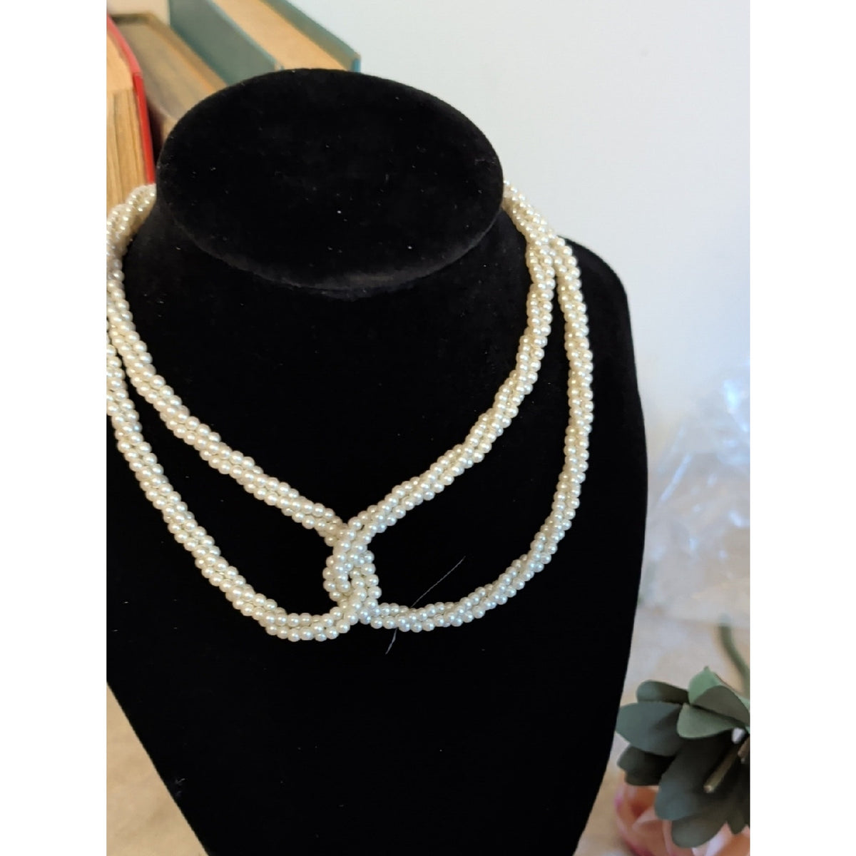 Vintage Twisted Faux Pearl Necklace Multi Strand Mid Century Glam