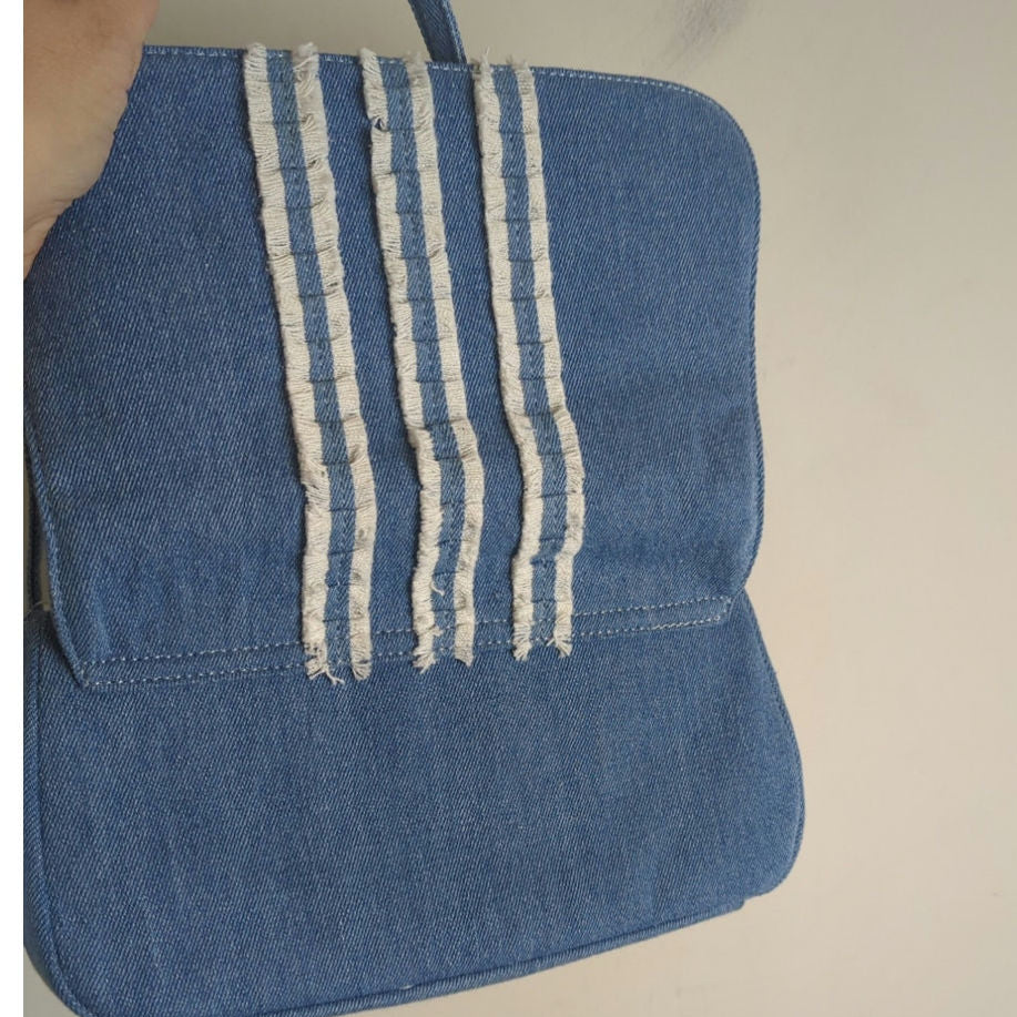 NWT 2 Bundle Y2K Q&A Denim Handbags Embroidered Patchwork