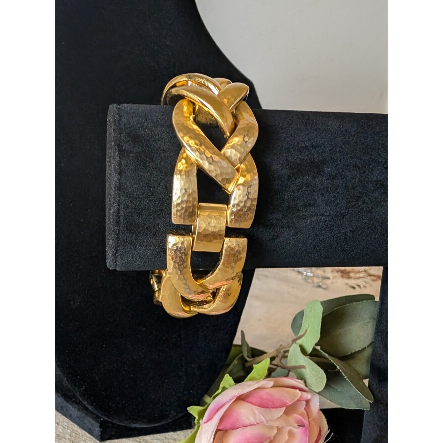 Brighton Hammered Gold Tone Chunky Chain Bracelet Statement Jewelry