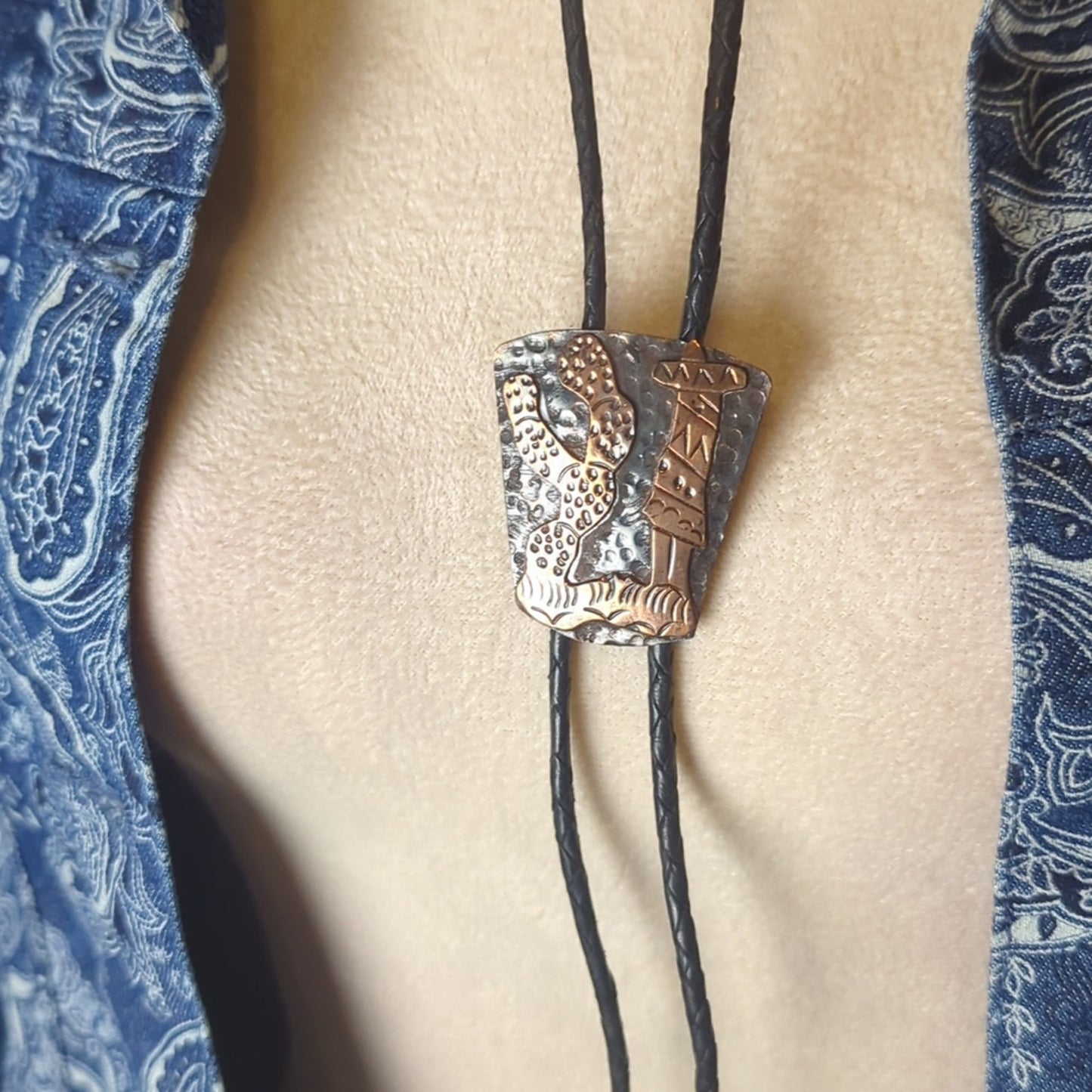 Vintage Artisan Copper Bolo Tie Coastal Cowgirl Southwest Western Vibe
