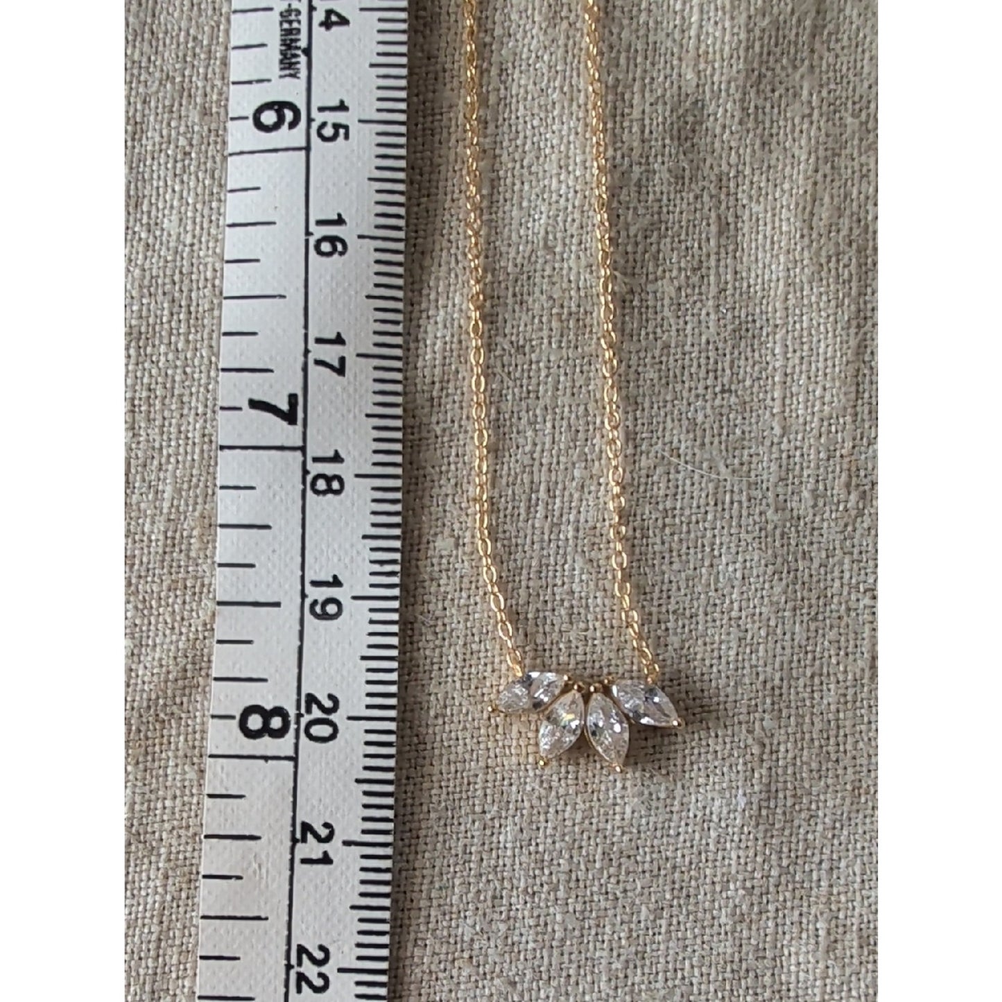 Caitlyn Minimalist 18k Gold Necklace Marquise CZ Diamond Bridal Collection