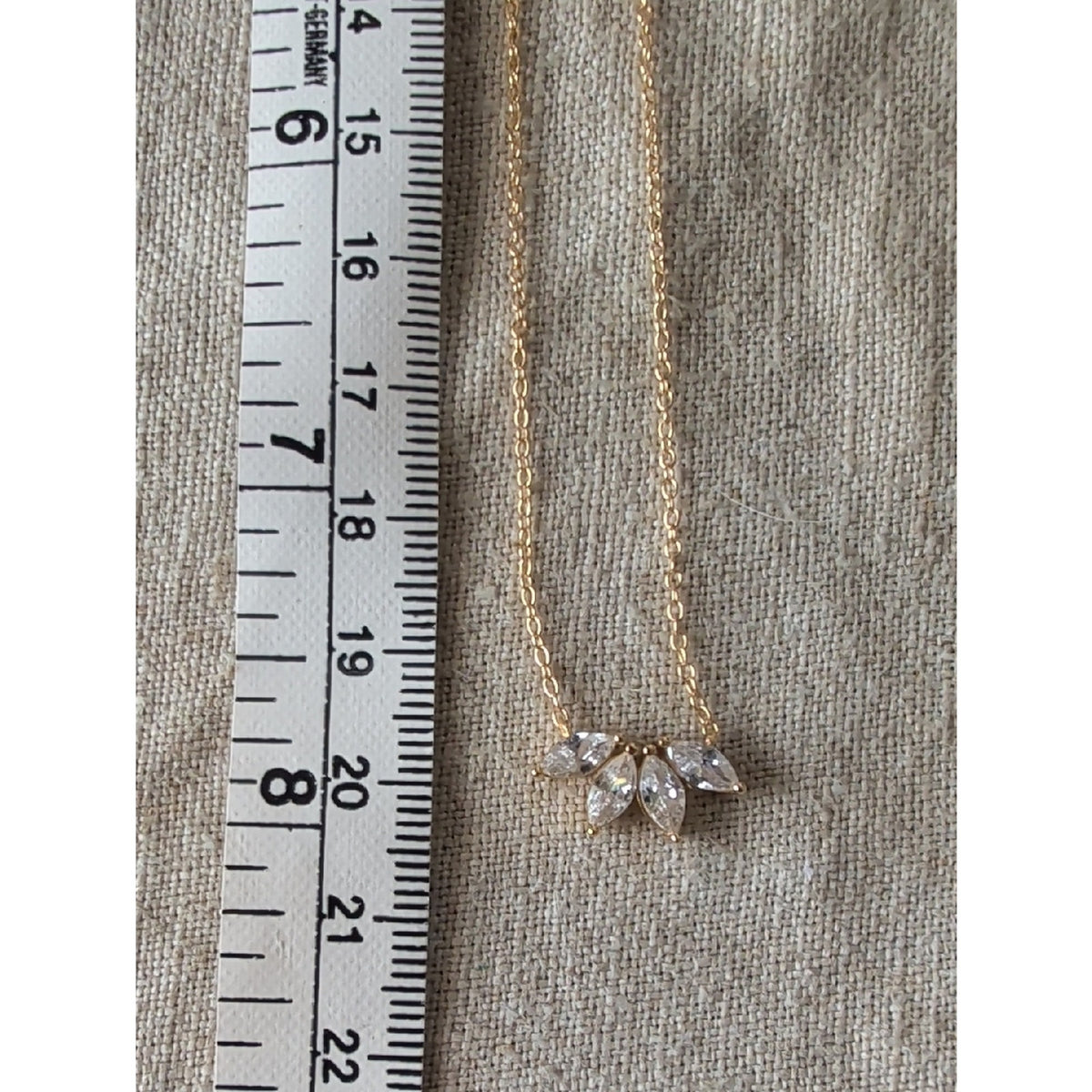 Caitlyn Minimalist 18k Gold Necklace Marquise CZ Diamond Bridal Collection