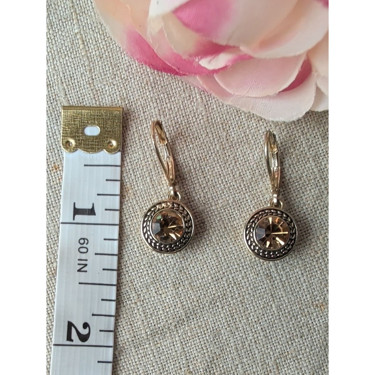 Vintage Napier Smoky Crystal Drop Earrings Silver Tone Leverback