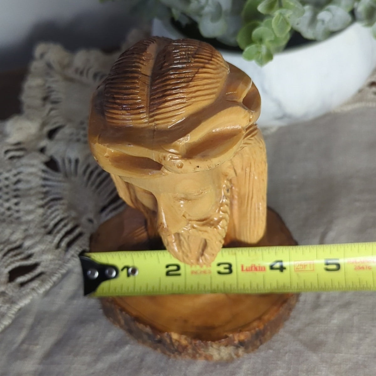 Vintage Hand Carved Olive Wood Jesus Bust Holy Land Israel Religious Carving