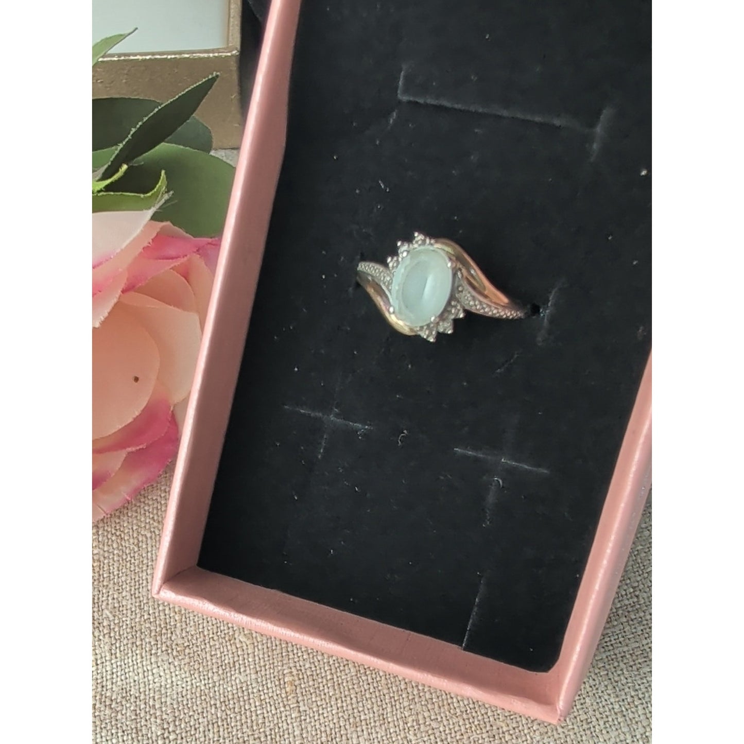 925 Sterling Silver 10K Gold Accent  Smokey Quartz Diamond Accents Ring