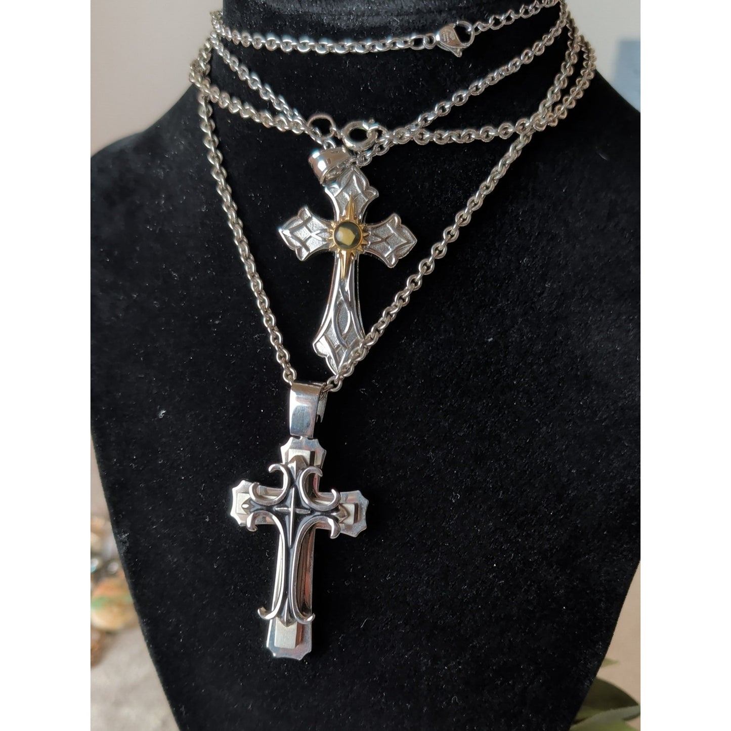 His & Hers Stainless Steel Cross Necklace Set Inspirational Couple Gift