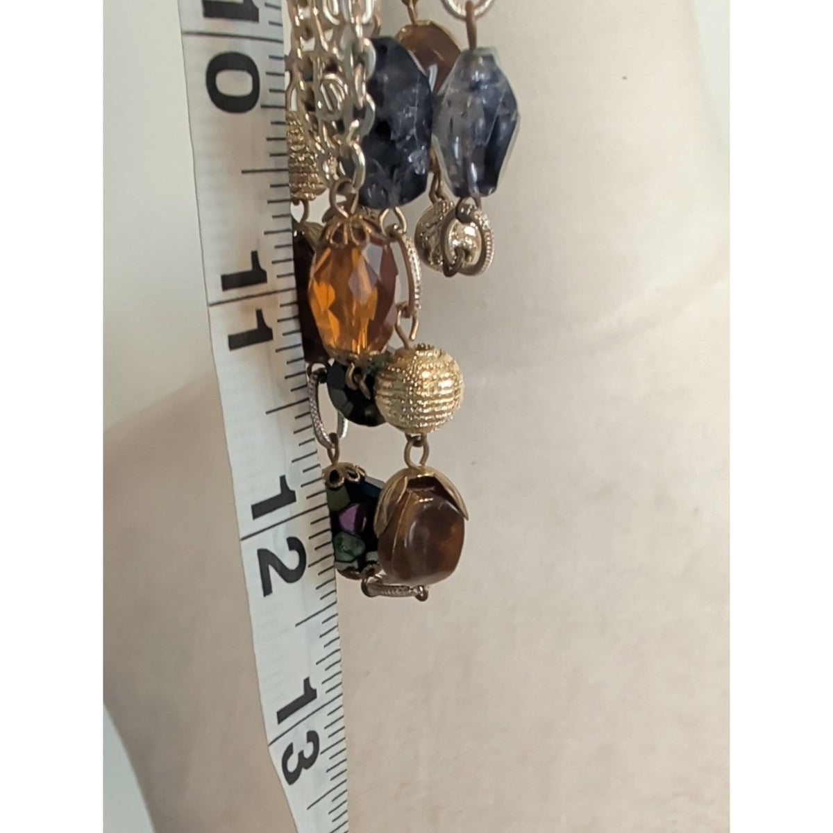Vintage West Germany Mixed Media Statement Necklace Three Multi Layer