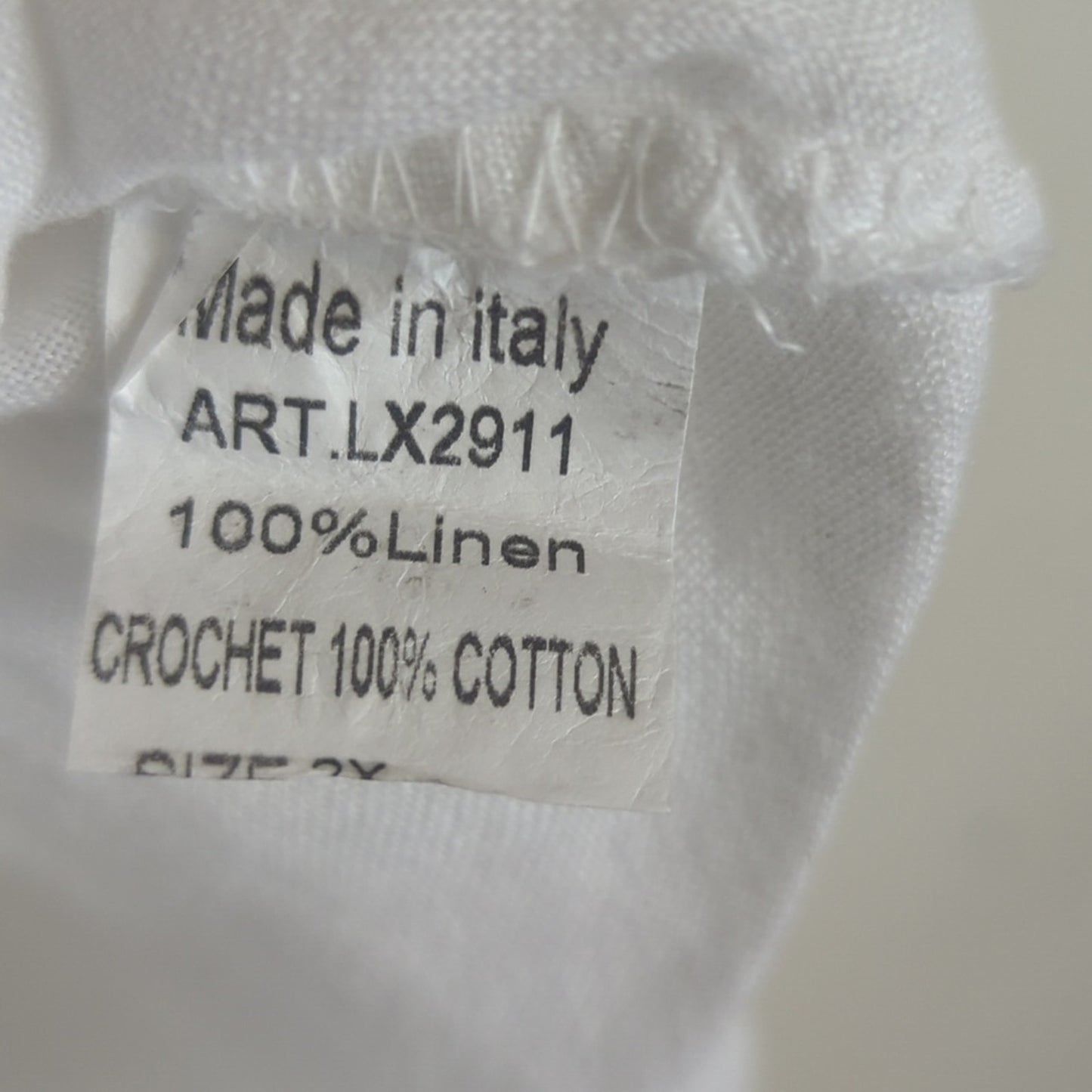 Made In Italy 100% Linen Pullover Top Semi-Sheer Women's Size 2X