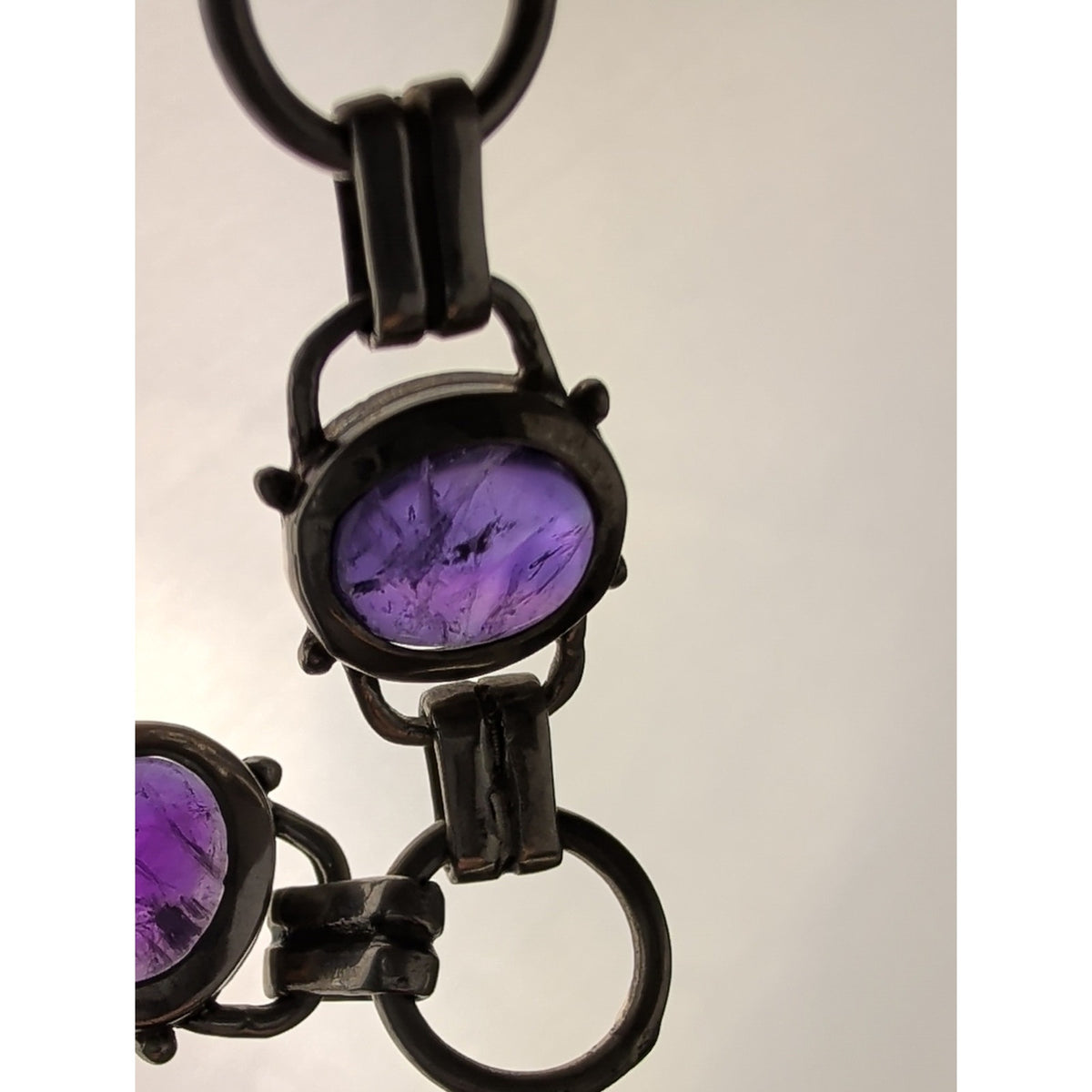 925 Sterling Silver Amethyst Bracelet Purple Cabochon Artisan 19g