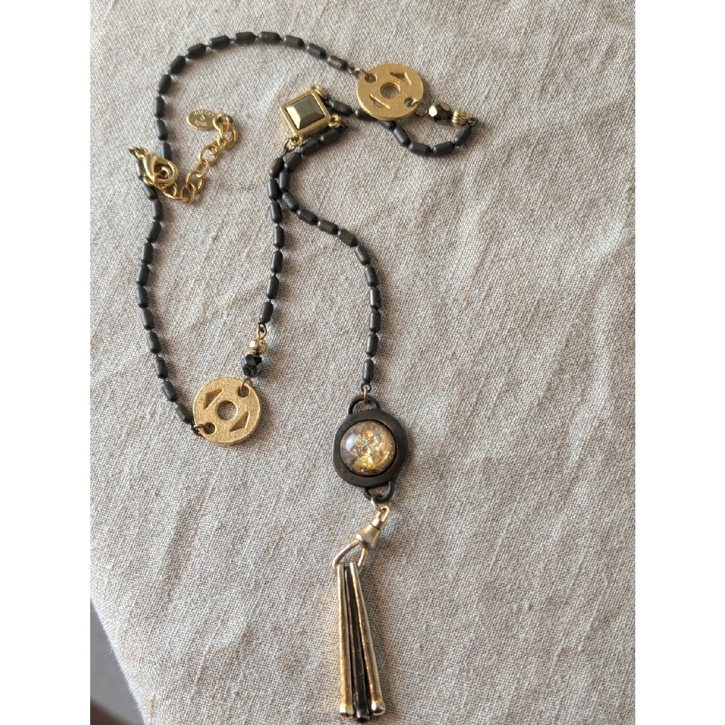 Vintage Robert Rose Interchangeable Pendant Necklace Mixed Metal Artisan Tassel
