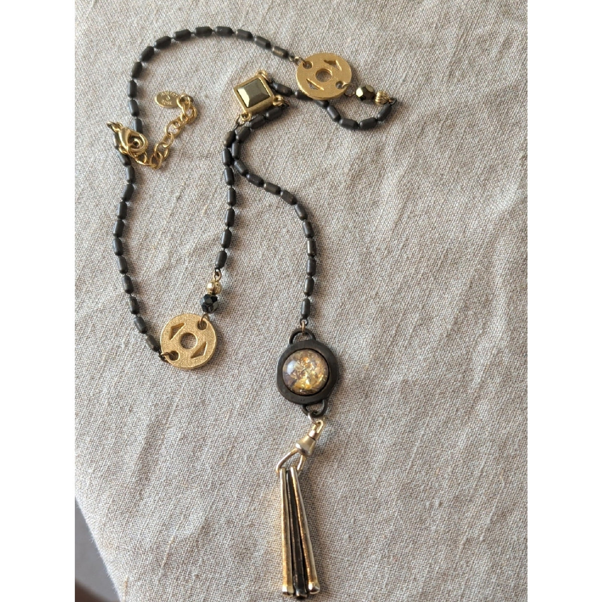 Vintage Robert Rose Interchangeable Pendant Necklace Mixed Metal Artisan Tassel