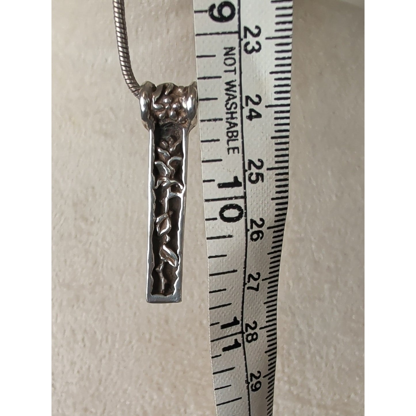 Floral Pendant Necklace 925 Botanical Bar Pendant Mixed Metal
