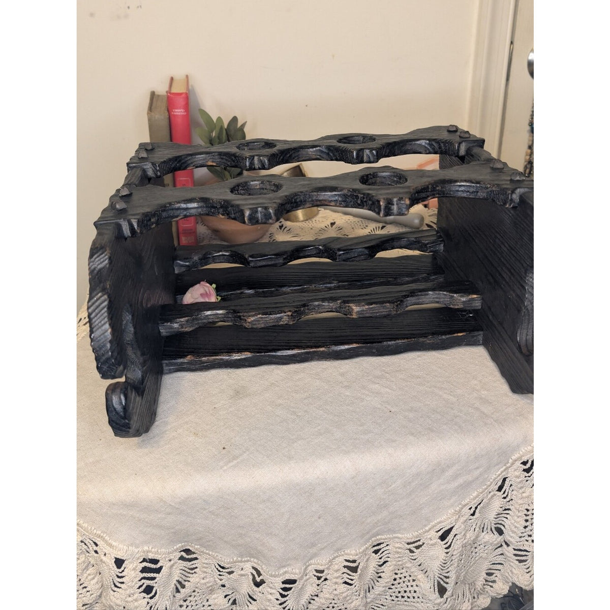 Rustic Gothic Wooden Wine Rack  Castlecore Jewelry Organizer Display