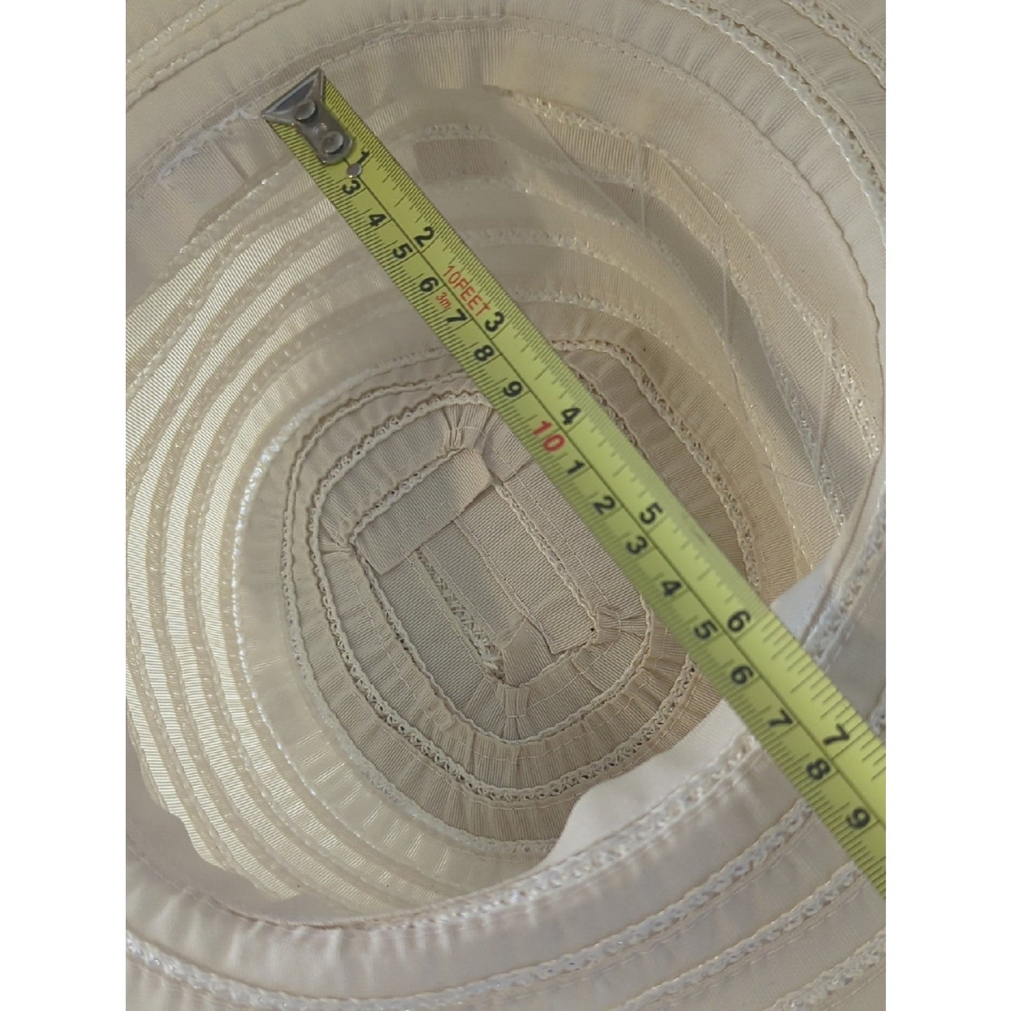 Vintage Y2K Ivory Wide Brim Sun Hat, Wired Adjustable Brim Romantic Garden Party