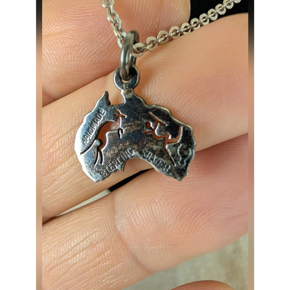 Vintage Handmade Sterling Silver Australian Kangaroo Pendant