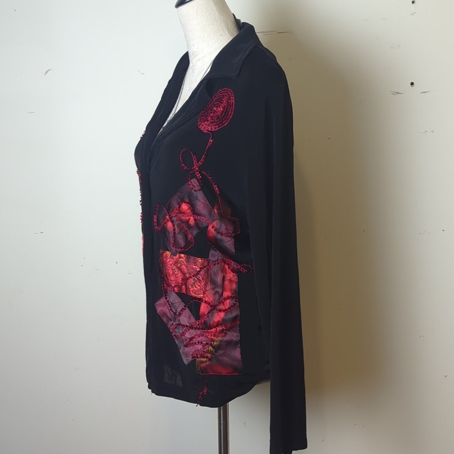 Vintage Art to Wear Patchwork Jacket Abstract Textured Whimsigoth Large