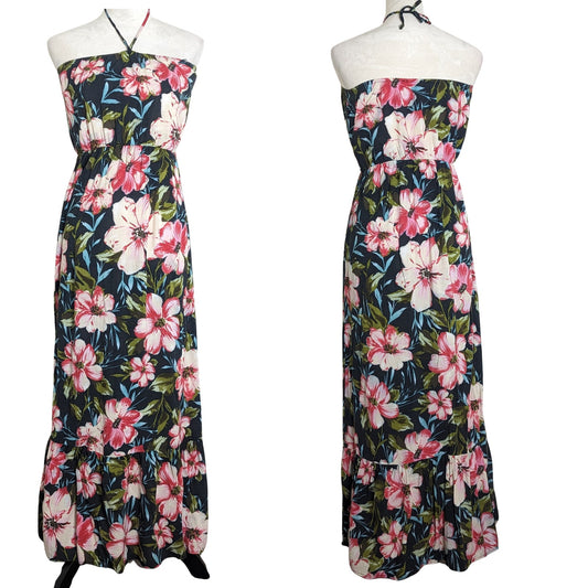 Boho Chic Romance Maxi Floral Halter Dress Women's Medium