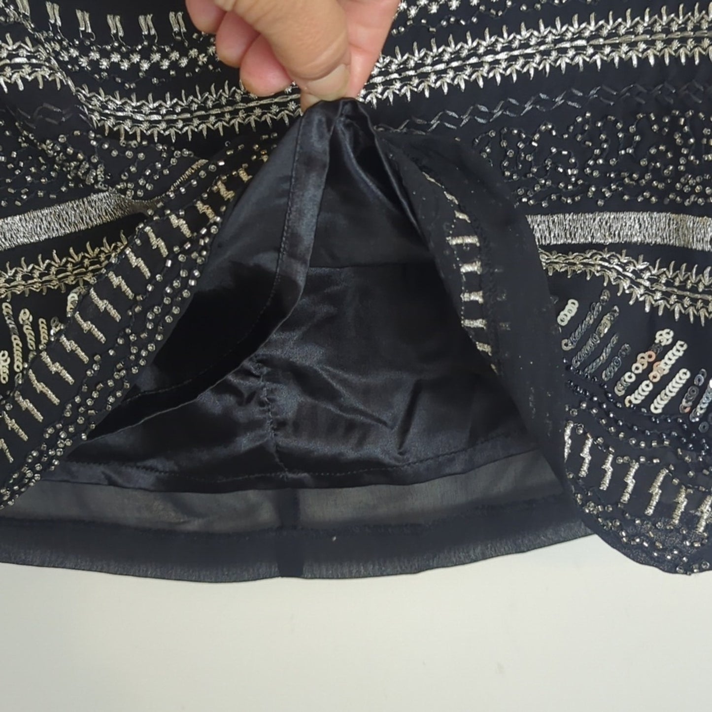 Festival Beaded Sequenced Embroidered Mini Skirt Women's Size 10