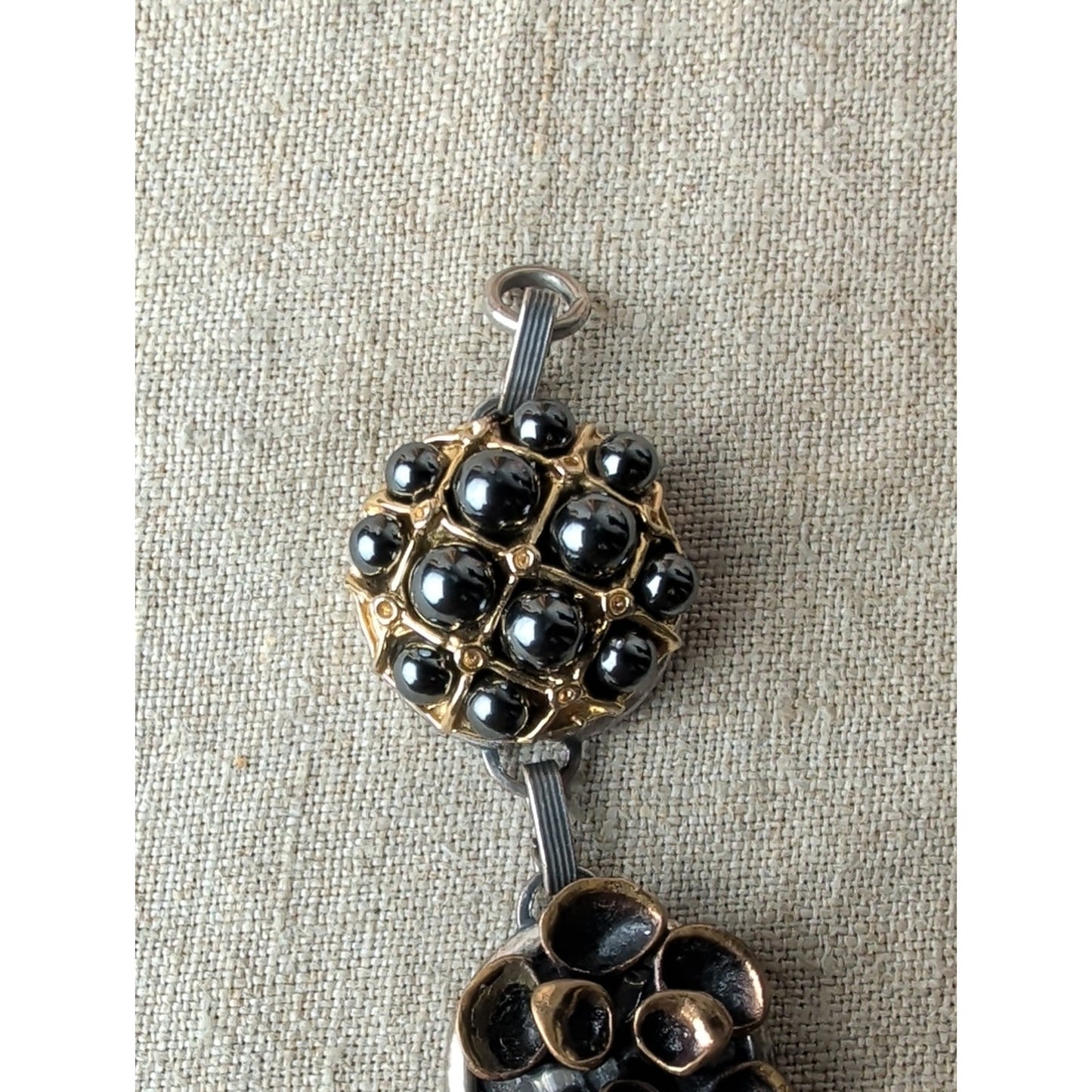 Vintage Artisan Assemblage Bracelet Mixed Metal Wearable Art Boho Luxe