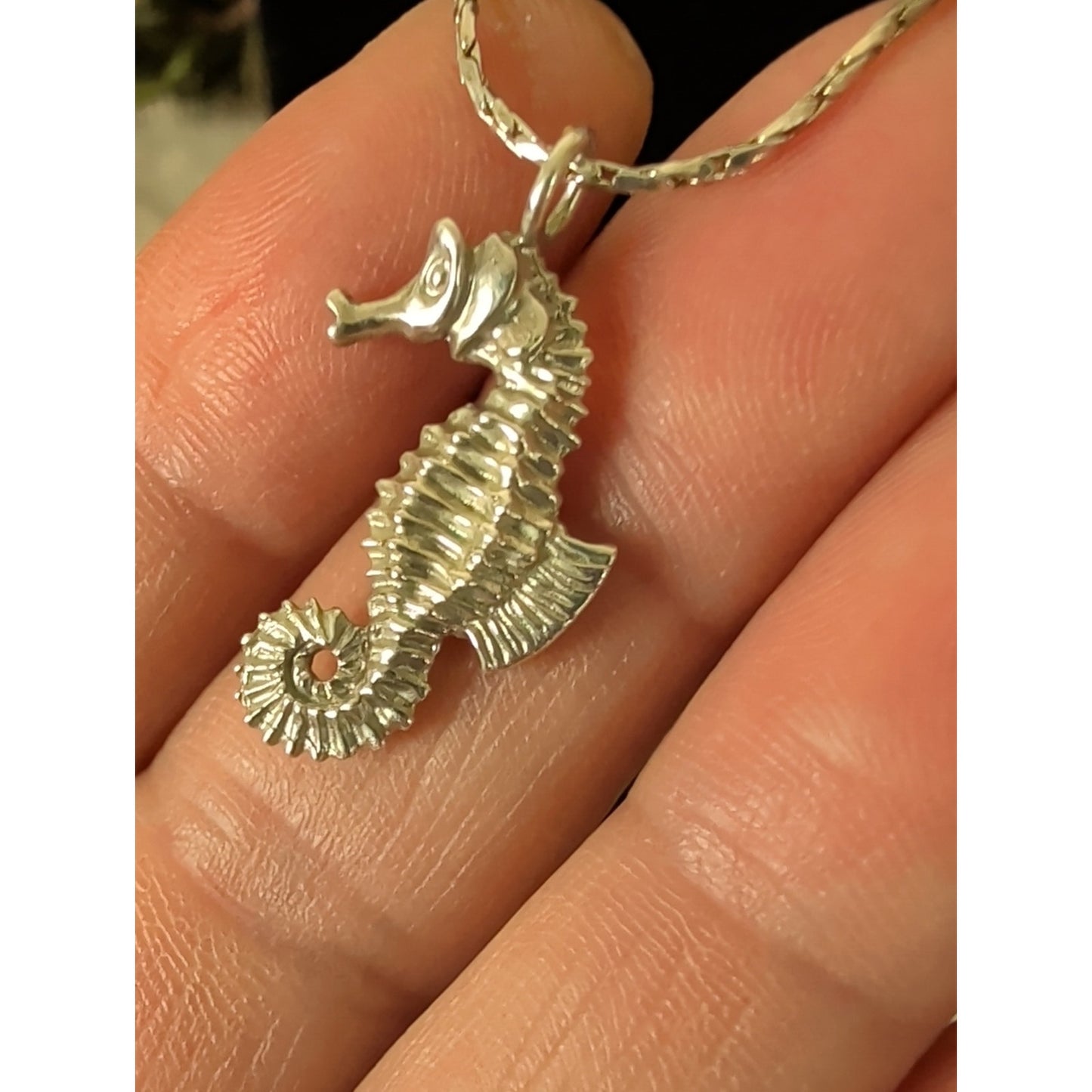 925 Sterling Silver Seahorse Pendant Necklace Ocean Coastal Beach Nautical