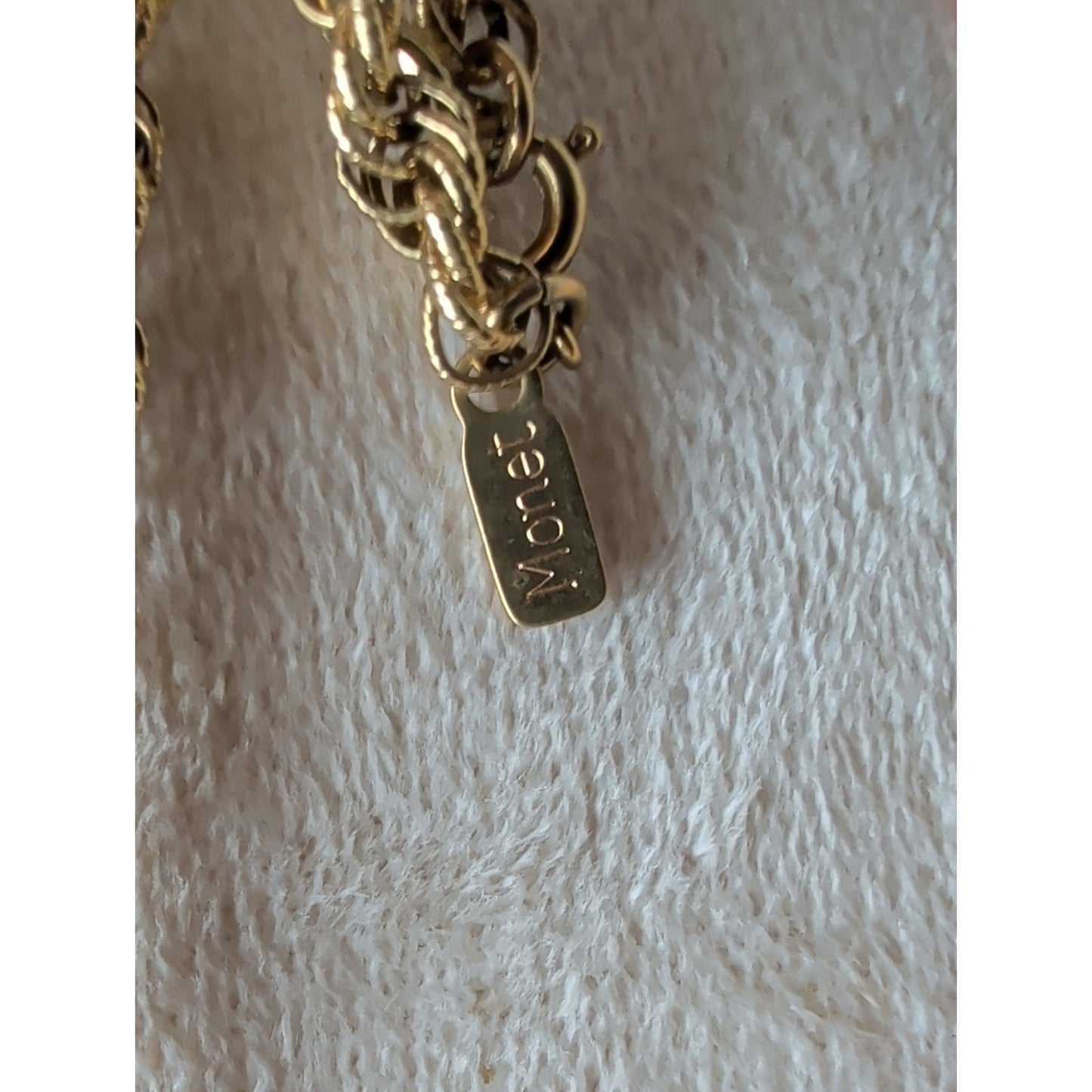 Vintage Monet Opera Length Necklace Oversized Clear Crystal Glass Pendant