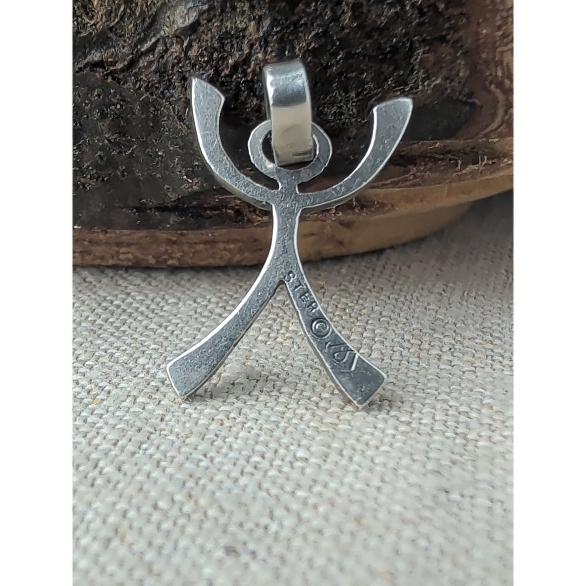 Vintage Sterling Silver Stick Figure Joy of Life Pendant Charm Praise