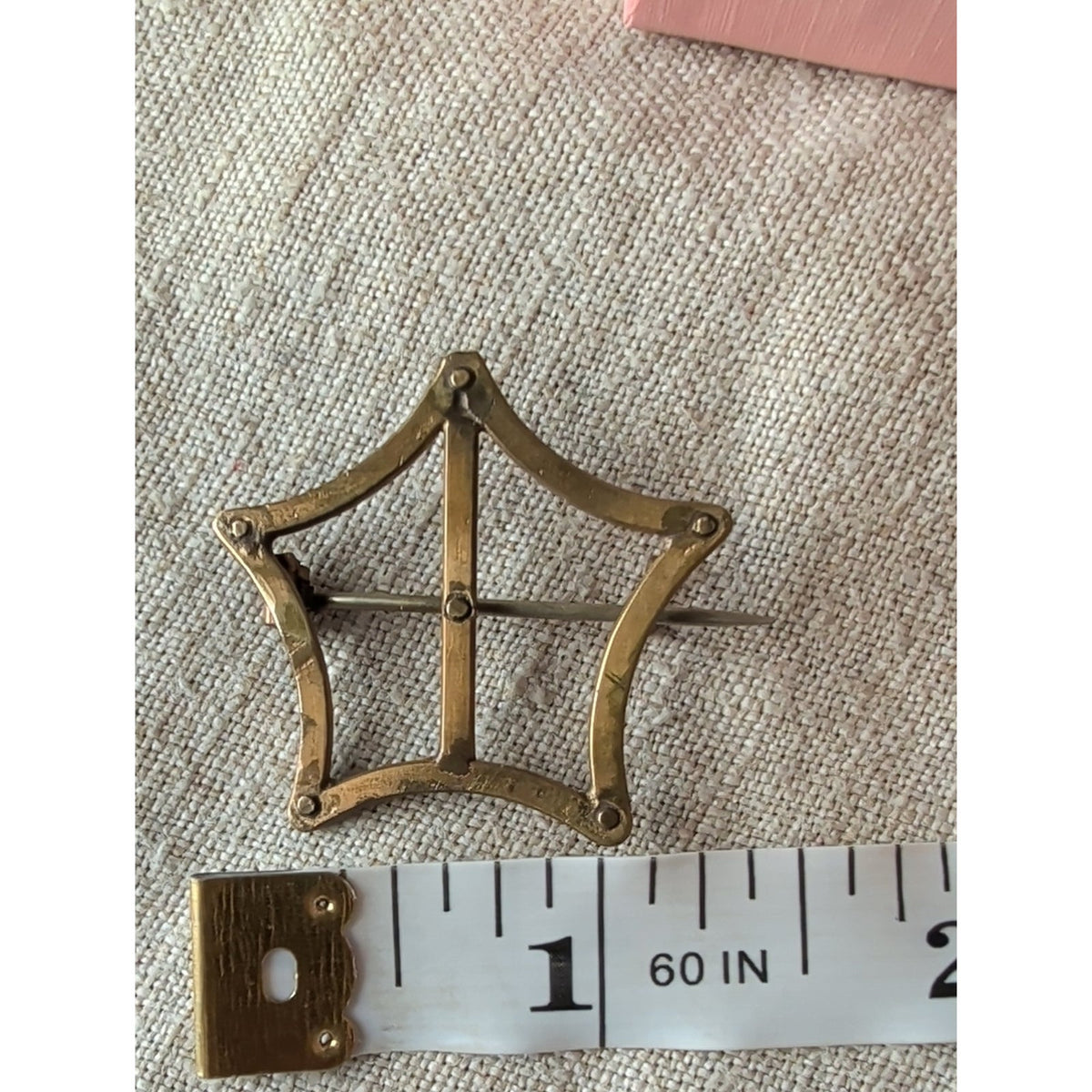 Antique Victorian Edwardian Gold-Plated Openwork Brooch C-Clasp c. 1900
