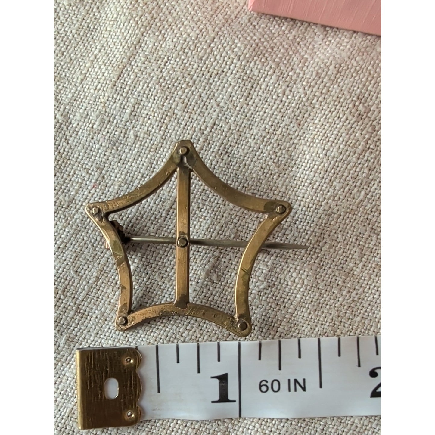 Antique Victorian Edwardian Gold-Plated Openwork Brooch C-Clasp c. 1900